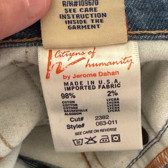 Citizens of Humanity Kelly 063 Low Waist Cropped Stretch Jeans Size 29 Blue - Picture 14 of 16